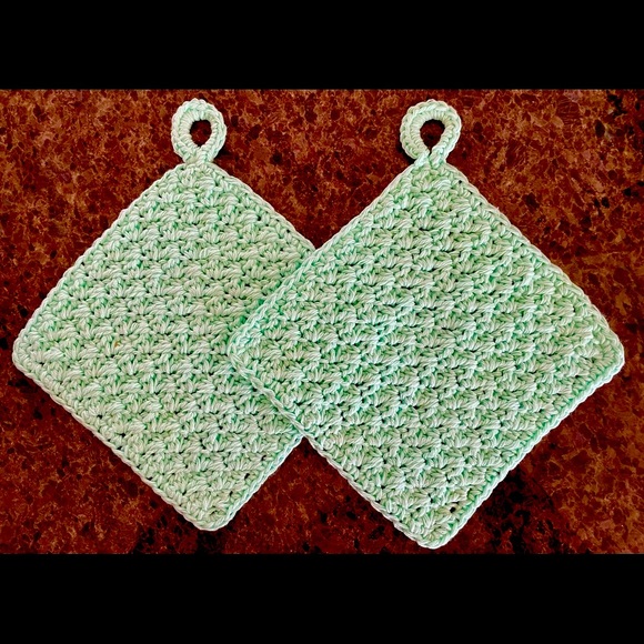 2 Handmade Crochet Washcloths Dishcloths with Hang Loop 100% Cotton PICK COLOR! - Picture 15 of 16